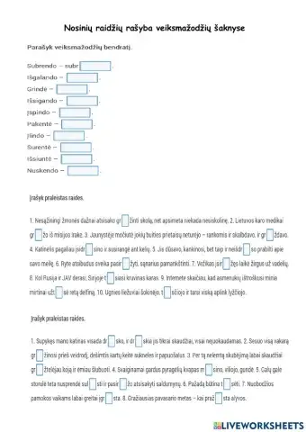 Nosinių raidžių rašyba veiksmažodžių šaknyse