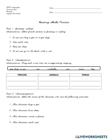 Reading skills practice