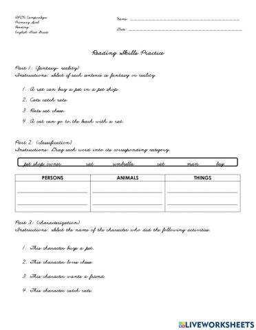 Reading skills practice