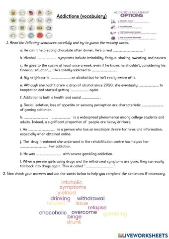 Addictions (vocabulary)