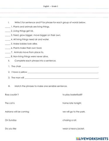 Phrases and sentences