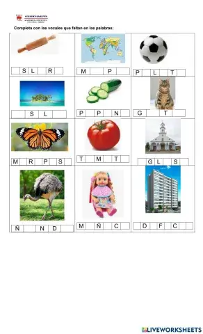 Completa con la vocal que falta