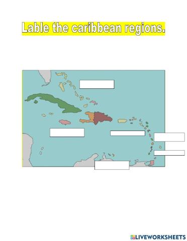 Lable the caribbean region