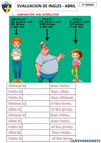 5 evaluacion ingles 1