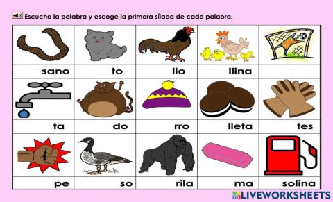 Gg1: Escoge la primera sílaba