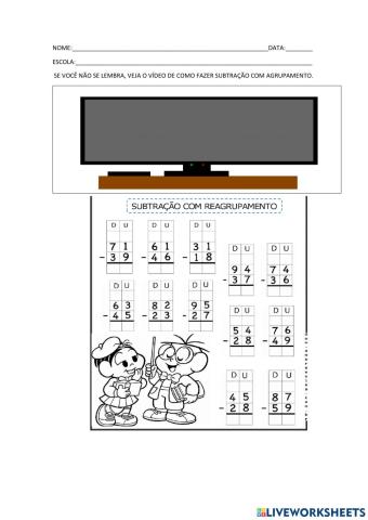Subtração com reserva