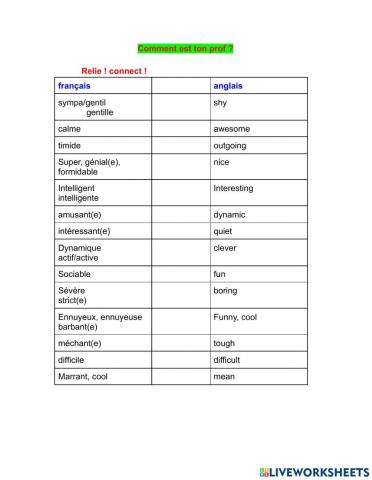 Comment est ton prof?