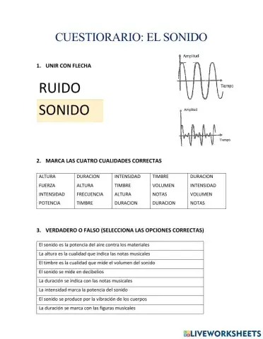 Cuestionario: Cualidades del Sonido
