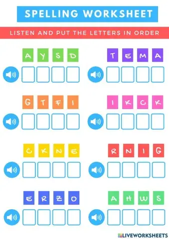 Spelling and Alphabet Worksheet