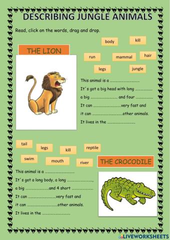 Describing jungle animals