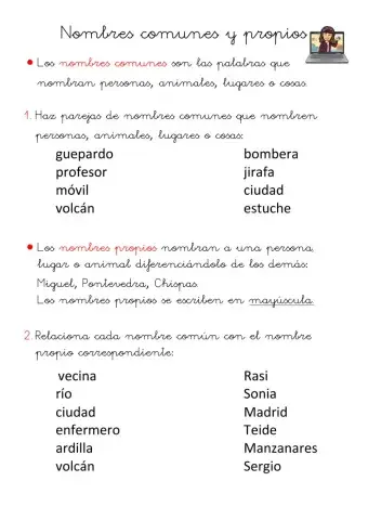 Nombres comunes y propios