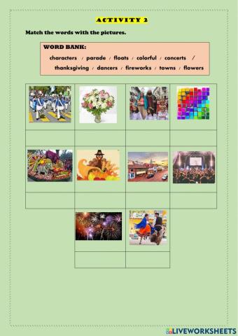 Festivals vocabulary