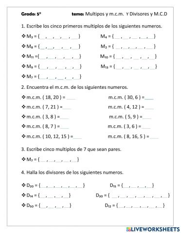 Múltiplos y Divisores