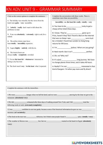 Intensifying Adverbs and adjectives