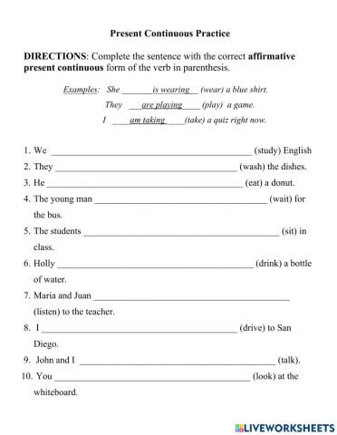 Present Continuous Tense - affirmative