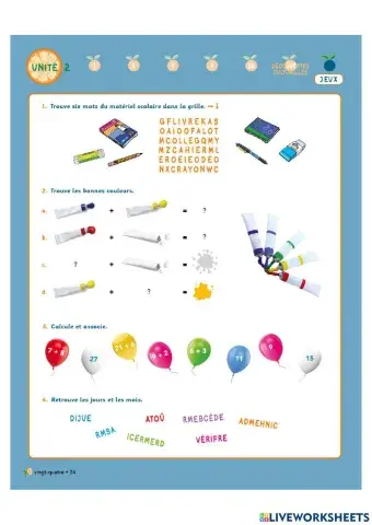 Цвета, цифры, месяца