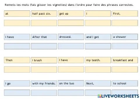 My Daily Routine - Order the words