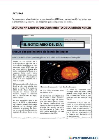 Lectura: Misión Kepler