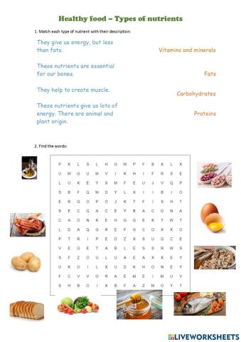 Healthy food: types of nutrients