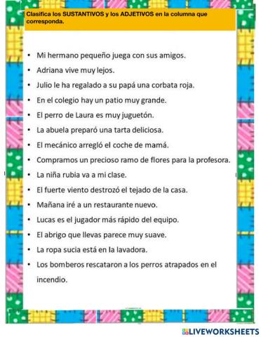 Adjetivos y Sustantivos