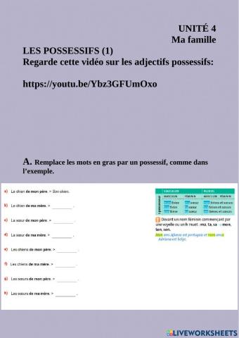 Les possessifs 1