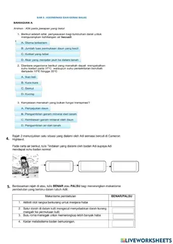 SAINS TINGKATAN 1: BAB 3 Homeostasis