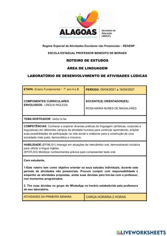 Roteiro 7° ano 05-04-2021 a 16-04-2021