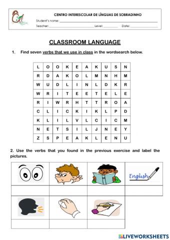Classroom Language Exercise - Ciclo 1