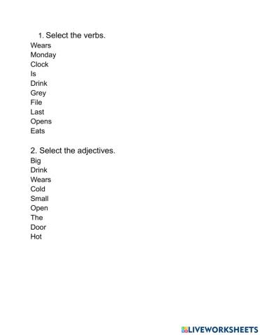 Verbs and adjectives