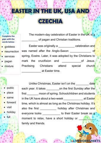 Easter in the uk, usa and czechia