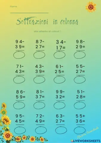 Sottrazioni con cambio e senza