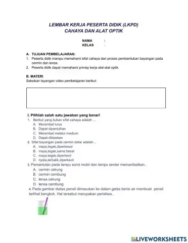 LKPD cahaya dan alat optik