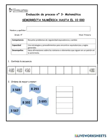 Semirrecta numérica hasat el 10 000