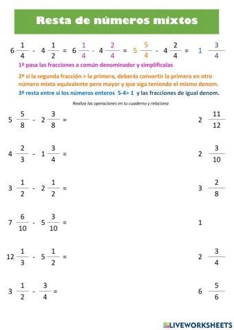 Resta números mixtos