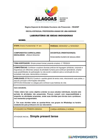 8º ano Roteiro 05-04 a 20-04-Anaias