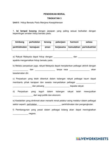 Hidup Bersatu Padu Menjana Kesejahteraan