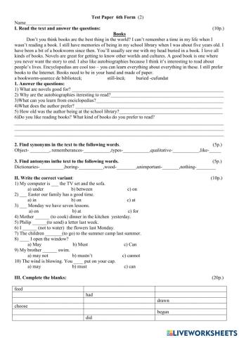 test paper