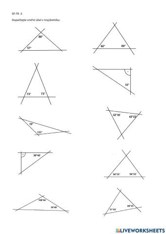 Vnitřní úhly v trojúhelníku