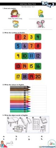 Writing Practice Kid's Box 2 Units 1-2