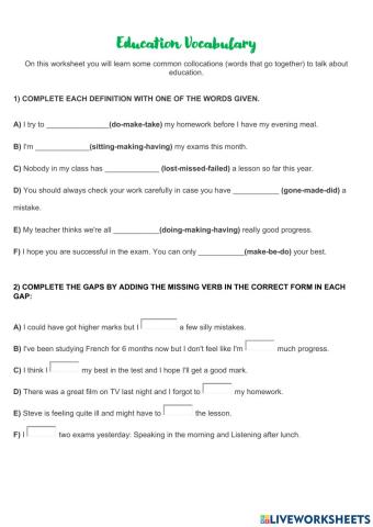 Education vocabulary