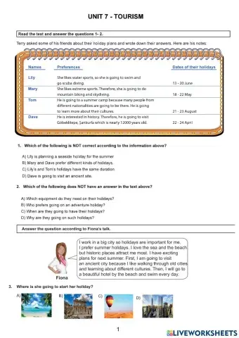 Lgs Tourism 7 Ünite Resmi Sorular
