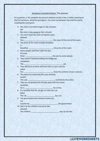 Sentence transformation: The passive