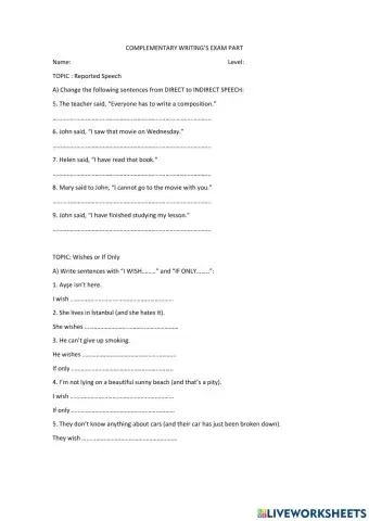 Writing Exam Complement