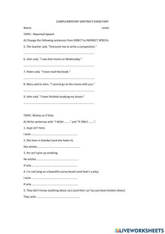 Writing Exam Complement