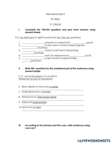 Questions and ability quiz