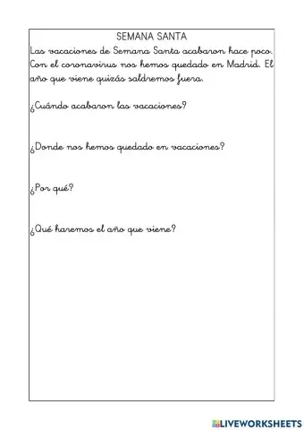 Las vacaciones de Semana Santa