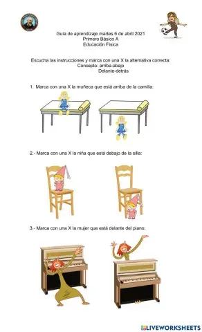 Conceptos delante-detrás arriba-abajo