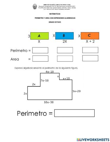 Perimetros y areas con expresiones algebraicas