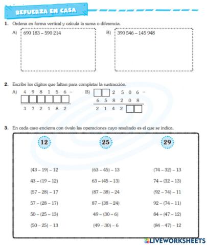 Sustracción de números naturales