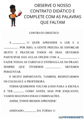 Complete o texto